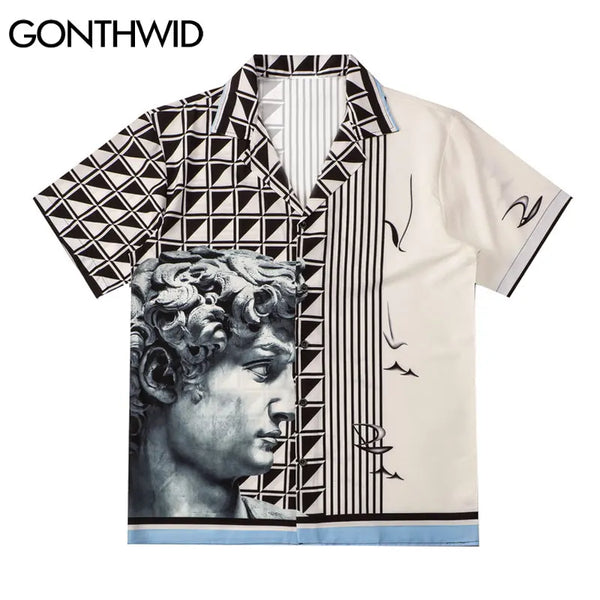Vaporwave Vintage t-shirt – Gonthwid Hawaiian Beach Shirts Hip Hop Michelangelo David St