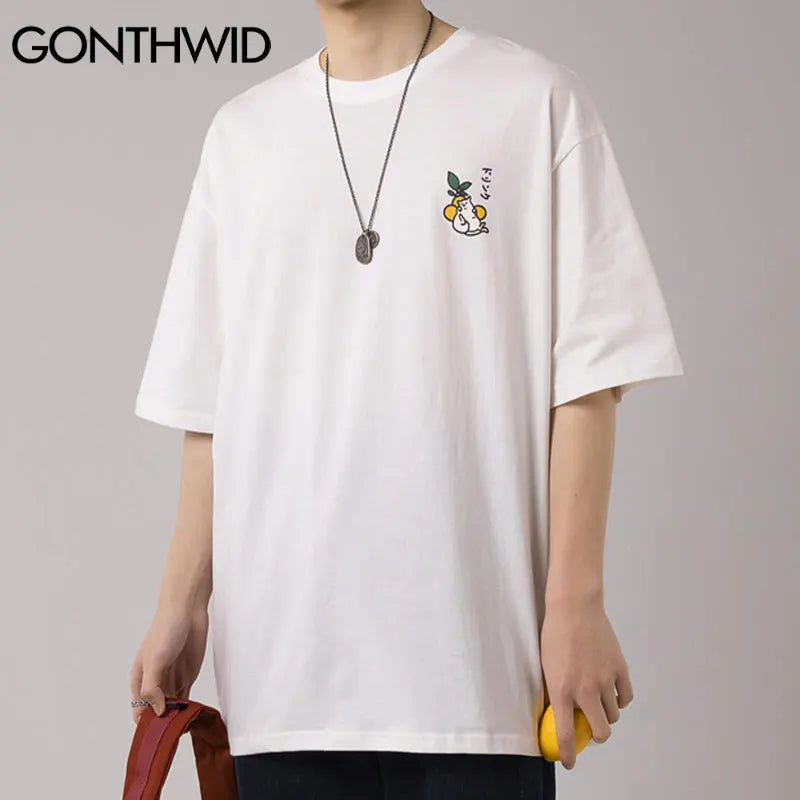 Anime Aesthetic Tee – Gonthwid T Shirt Streetwear Harajuku Japanese Milk Print Tee – Urban Streetwear for Men & Women
