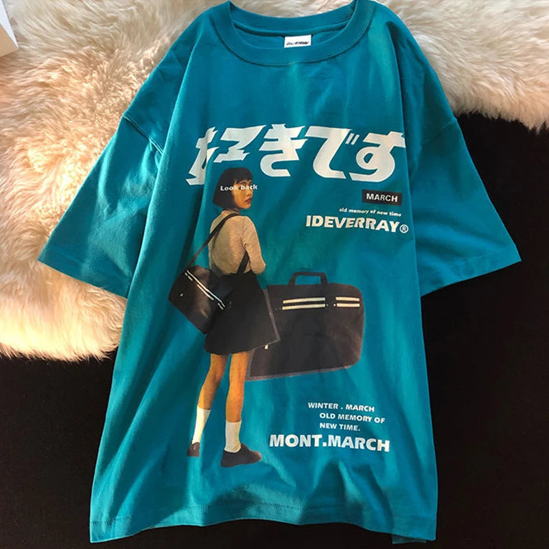 Gothic Streetwear – Hip Hop Streetwear Harajuku T Shirt Girl Japanese Kanji Prin – Modern Streetwear for Everyone