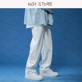 straight jeans men wide jeans white loose denim trousers neutral jean streetwear casual pure man women pants hip hop bagy jeans stacked flare jeans