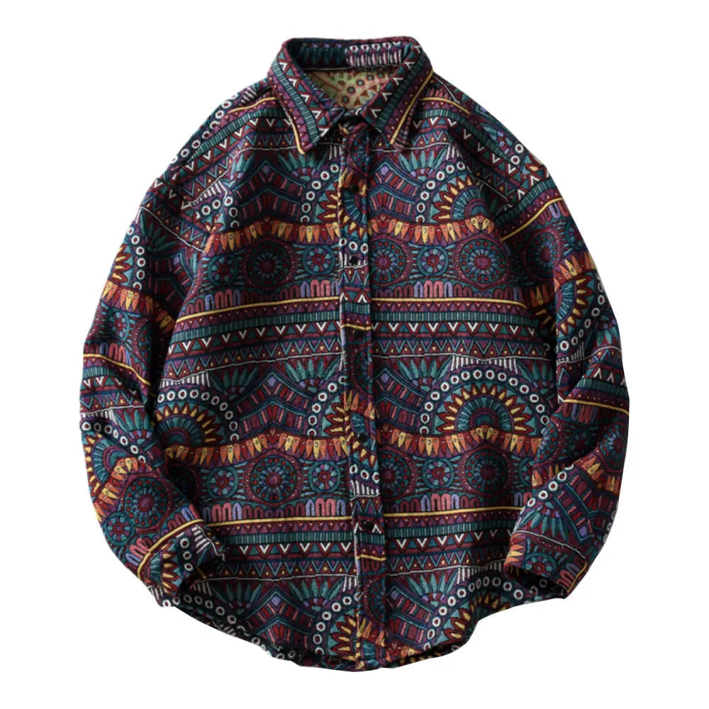 Y2K Street Button Up Shirt – Gonthwid Knitted Shirts Harajuku Geometry Nation Style Flowers Button Shirt Streetwear Hip Hop Casual Long Sleeve Tops Coats | Button Shirt Drop #131
