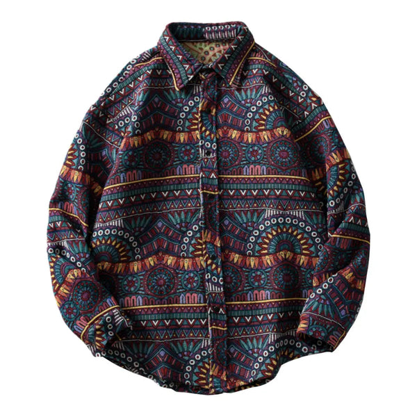 Y2K Street Button Up Shirt – Gonthwid Knitted Shirts Harajuku Geometry Nation Style Flowers Button Shirt Streetwear Hip Hop Casual Long Sleeve Tops Coats | Button Shirt Drop #131