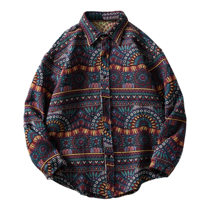 Y2K Street Button Up Shirt – Gonthwid Knitted Shirts Harajuku Geometry Nation Style Flowers Button Shirt Streetwear Hip Hop Casual Long Sleeve Tops Coats | Button Shirt Drop #131