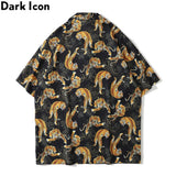 Dark Icon Tiger Print Street Fashion Men's Shirt 2021 Summer Polo Shirt Thin Material Hawaiian Shirt Male Blouse