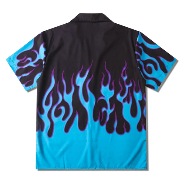 Dark Icon Flame Hawaiian Shirts Men Street Polo Shirts Holiday Beach Shirts for Men Man Blouse