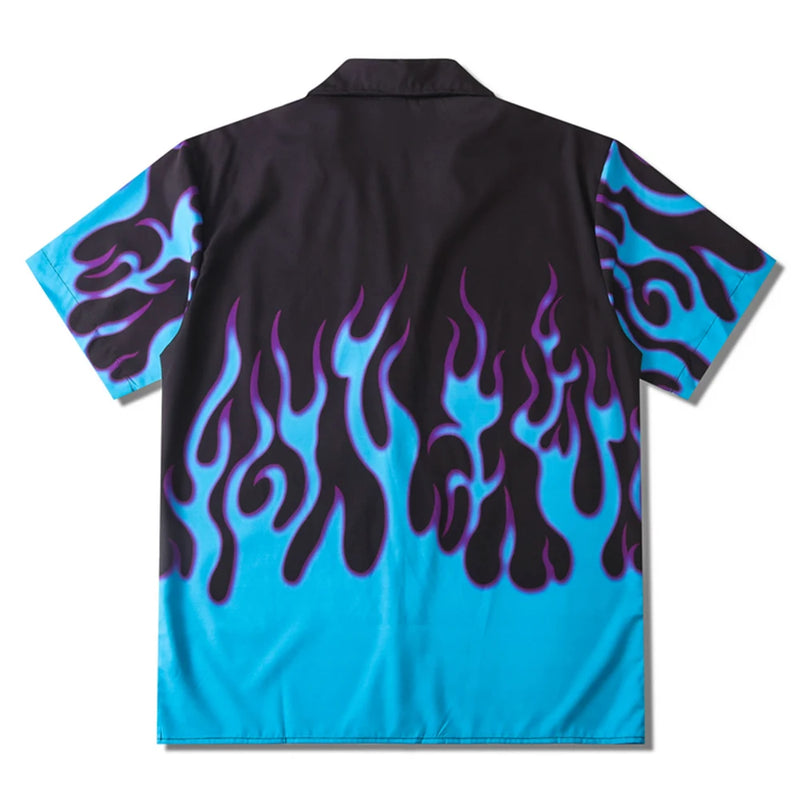 Dark Icon Flame Hawaiian Shirts Men Street Polo Shirts Holiday Beach Shirts for Men Man Blouse