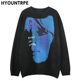 men knitted sweater harajuku printed oversized sweater new casual o neck long sleeve pullover streetwear loose sweaters clothing streetwear fashion hoodie, Y2K vintage urban hoodie, high quality cotton pullover