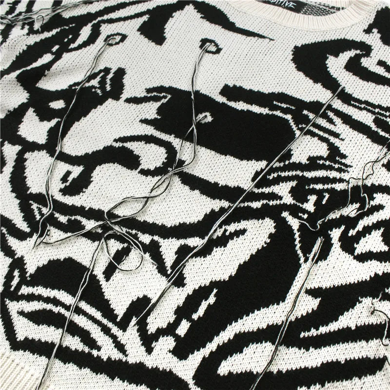 mens sweaters fashion hip hop tassel harajuku sweaters casual long sleeve o neck knitted sweater cotton pullover jumpers sweater oversized graphic print design, urban wear with bold artwork, streetwear fashion hoodie