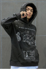 2023 Hip Hop Hoodie Sweatshirt Men Streetwear Skull Graffiti Print Hoodie Pullover Cotton Autumn Grey Harajuku Punk Clothes New