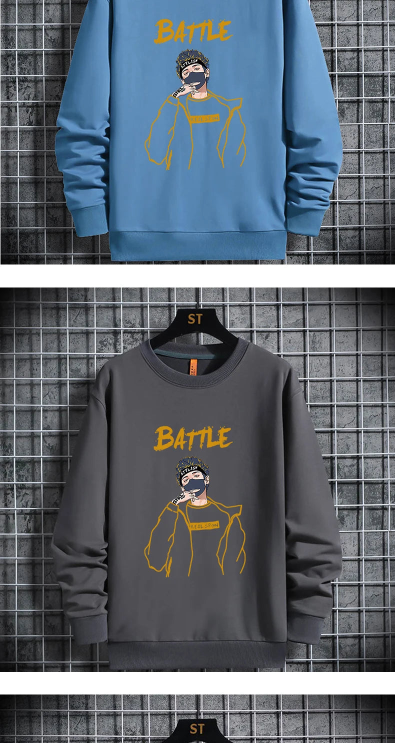 2021 Spring Autumn Mens Sweatshirts Korean Fashion Streetwear Print Ho