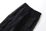 hip hop loose fit elastic waist pants cargo pockets spliced reflective lines ankle pants mens drewstring sportwear pants joggers unique joggers style 1979