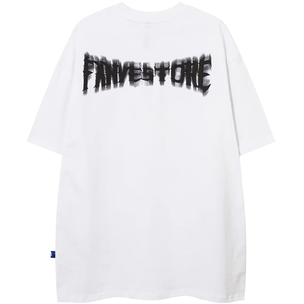 Y2k Oversized shirt – Aolamegs Harajuku Girl Letter Graffiti Printed T Shirt Men O