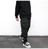 men pockets cargo pants new fashion zipper loose fit harajuku military trousers casual hip hop sportswear streetwear black pants unique cargo style 2493