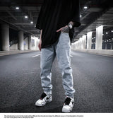 men back letter embroidery denim jean pants fashion slim zipper biker jeans trouser new casual hip hop streetwear pants joggers unique joggers style 1300