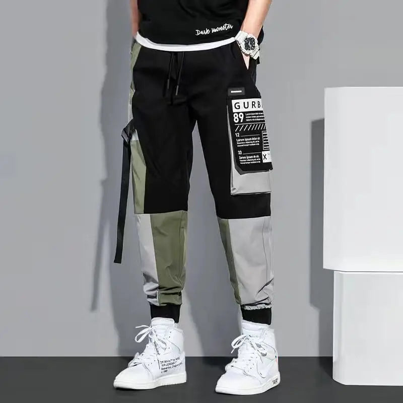 men pants spring and autumn cargo pants man fashion hip hop casual pants loose korean drawstring men joggers sweatpants unique joggers style 2462