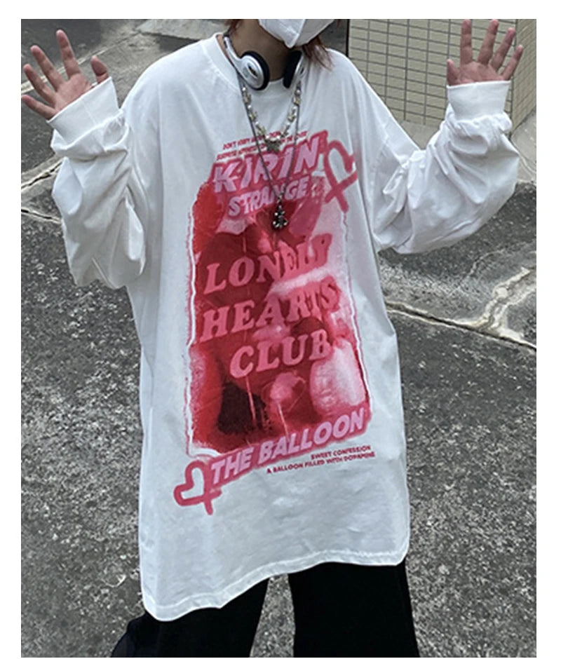 Cyberpunk Graphic Tee – Rainbowtouches 2021 Menswear Trend Long Sleeve Fall Shoulder – Modern Streetwear for Everyone
