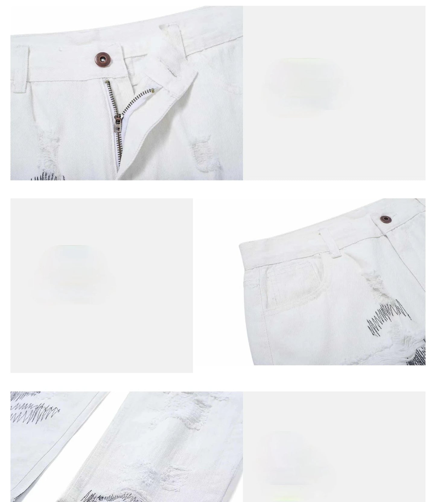 mens high street denim jean pants new casual loose ripped holes straight zipper white jeans trousers hip hop streetwear joggers unique joggers style 2635