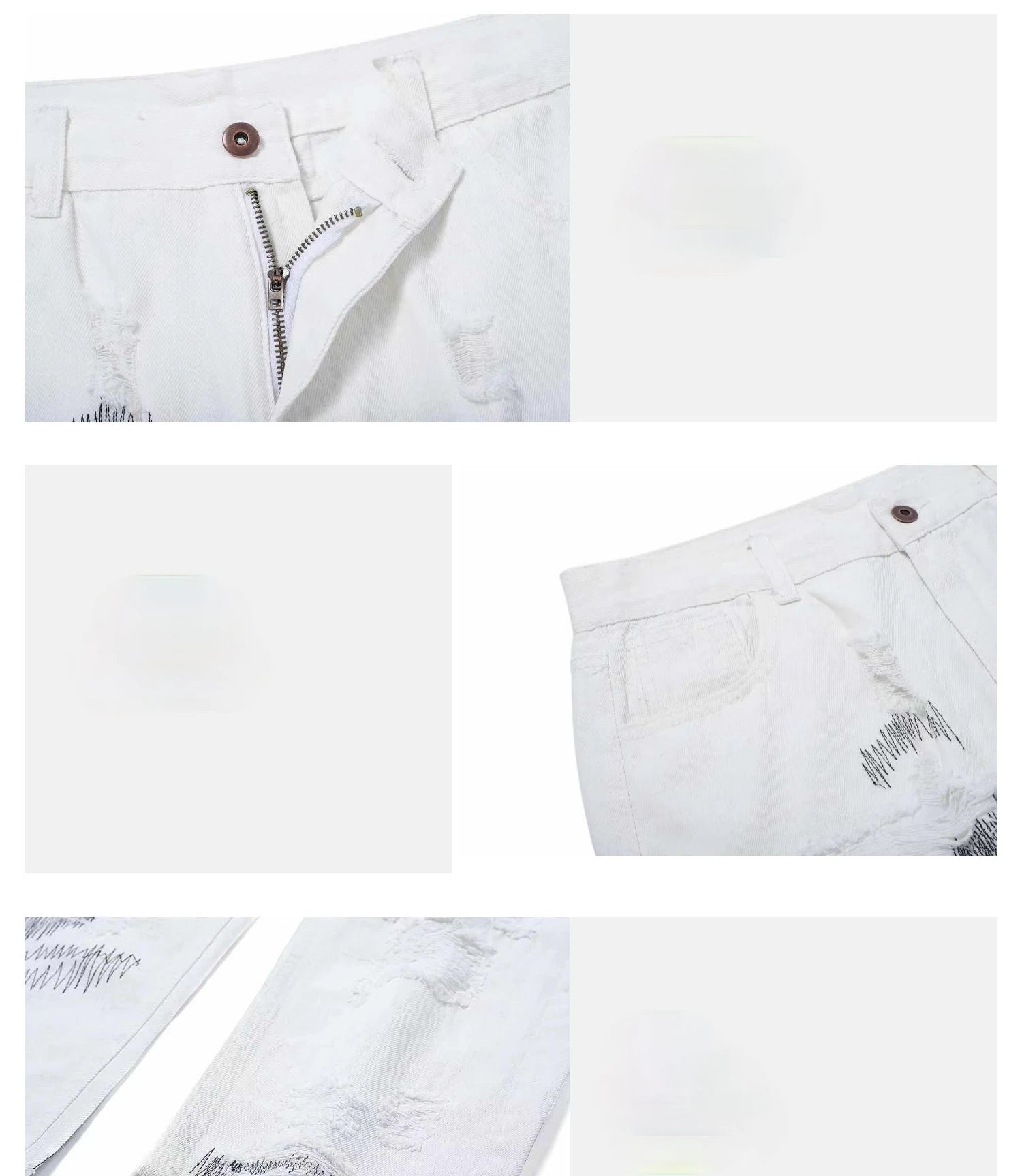 mens high street denim jean pants new casual loose ripped holes straight zipper white jeans trousers hip hop streetwear joggers unique joggers style 2635