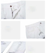 mens high street denim jean pants new casual loose ripped holes straight zipper white jeans trousers hip hop streetwear joggers unique joggers style 2635