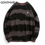 Gonthwid Harajuku Tie Dye Striped Pullover Sweatshirts Hoodies 2023 Me