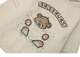 Men Hip Hop Streetwear Hoodie Sweatshirt Funny Bear Japanese Kanji Pul