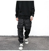 men pockets cargo pants new fashion zipper loose fit harajuku military trousers casual hip hop sportswear streetwear black pants unique cargo style 2490