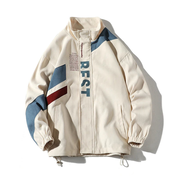 zip-up modern jacket, modern look, hip hop style, vintage vibe, bold print, trendsetting, statement piece [d9d4f]