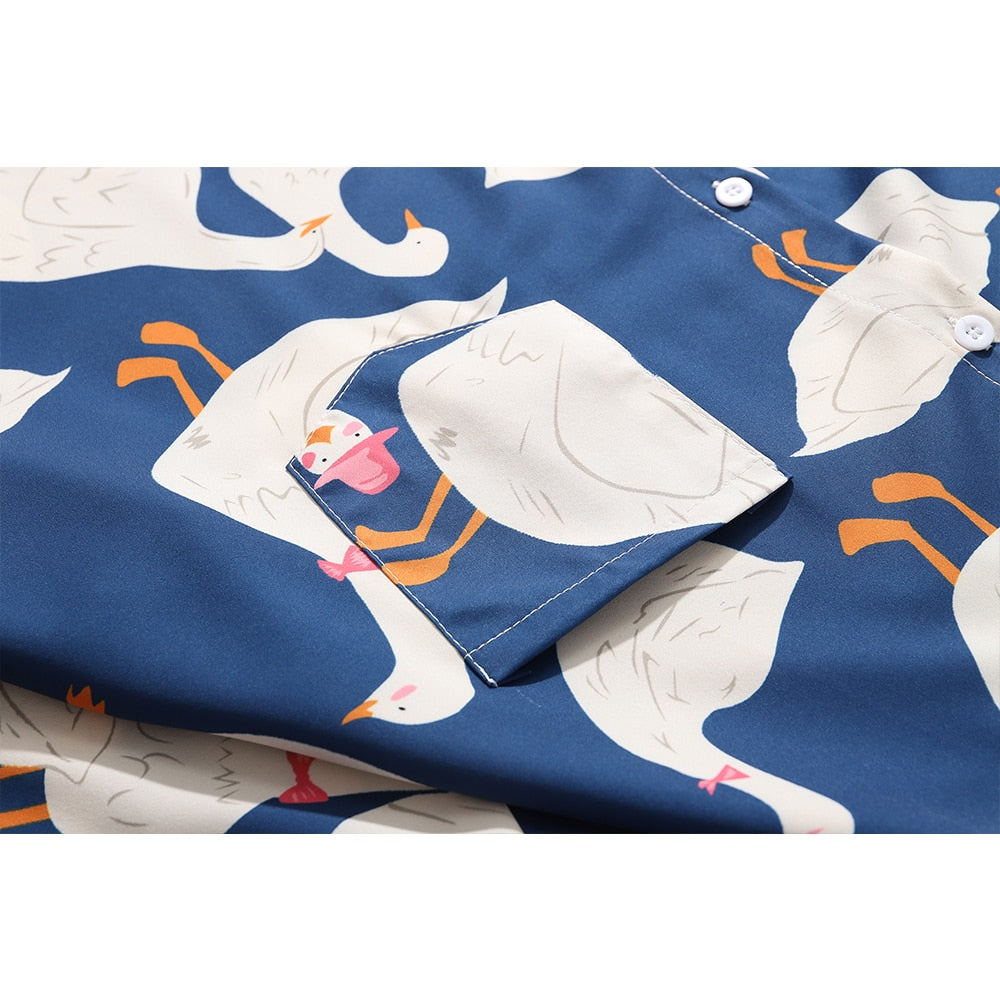 "Duckie" Unisex Men Women Streetwear Graphic Button Up Daulet Apparel