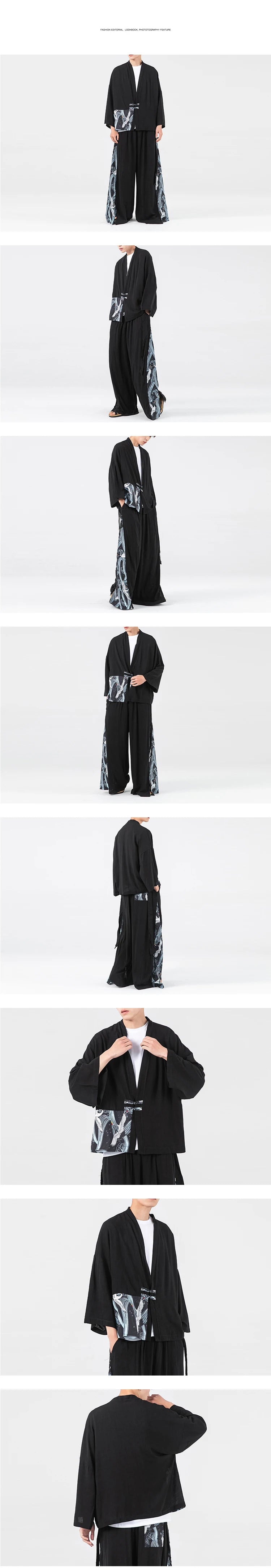 Japanese Kimono Cardigan Men Summer New Haori Samurai Kimonos Karate Streetwear Shirt Kimono Japones Mens Haori Yukata
