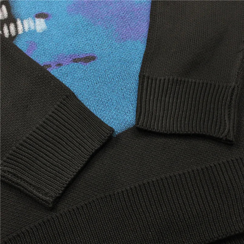 men knitted sweater harajuku printed oversized sweater new casual o neck long sleeve pullover streetwear loose sweaters clothing trendy hip hop style outerwear, unique limited edition hoodie, Y2K vintage urban hoodie