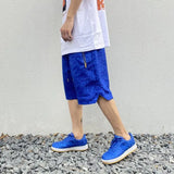 hip hop loose shorts elastic waist pants fashion printed zipper pocket half pants mens drewstring casual sportswear pant joggers unique joggers style 1104