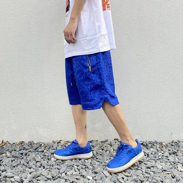 hip hop loose shorts elastic waist pants fashion printed zipper pocket half pants mens drewstring casual sportswear pant joggers unique joggers style 1104