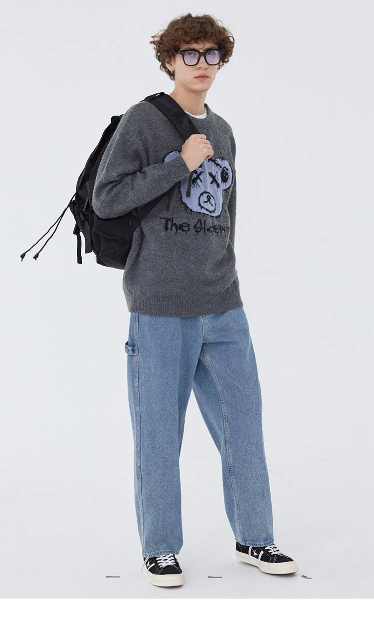 oversized flame jumper with bold print, ideal for photo-ready Y2K streetwear layering, street fashion menswear trend for seas