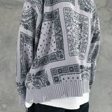 hip hop paisley printed ripped knitted holes sweater mens autumn winter long sleeve pullover streetwear loose sweaters clothing oversized graphic print design, aesthetic street look hoodie, high quality cotton pullover