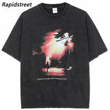Harajuku Streetwear – Hip Hop Streetwear Washed T Shirt Sunshine Print T Shirt Har – Edgy Streetwear for All Genders