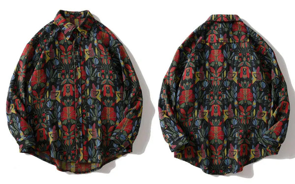 Gonthwid Southwestern Aztec Tribal Indian Button Shirts Streetwear Hip