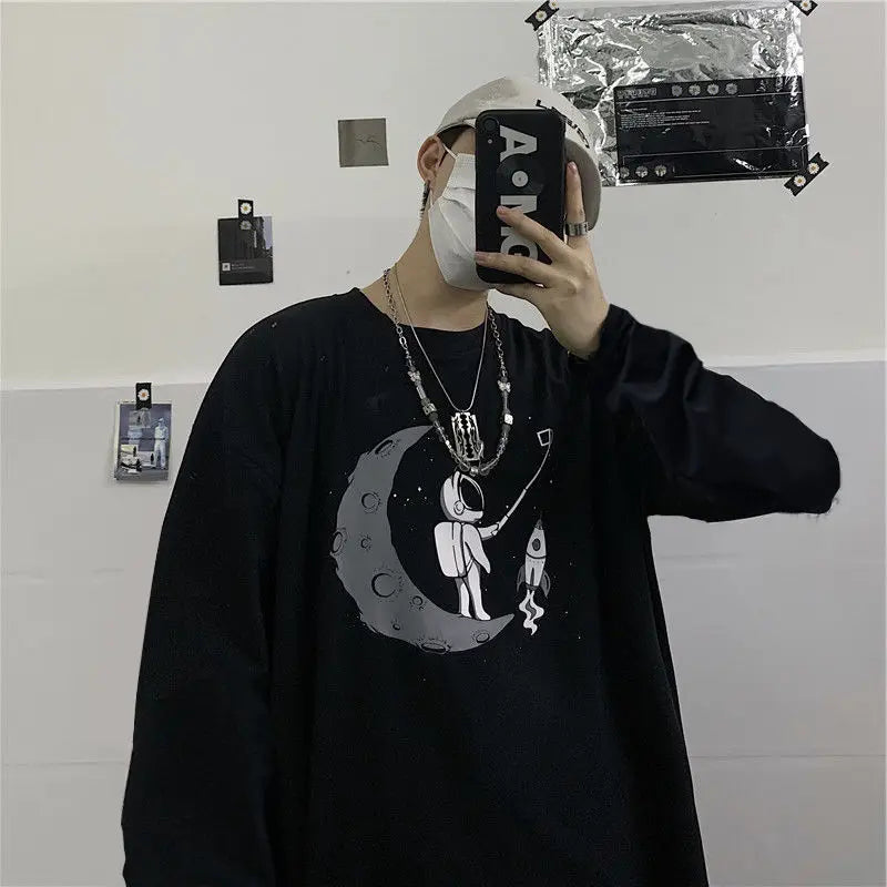 Y2k Oversized shirt – Men Long Sleeve T Shirts Autumn Print Gothic Vintage Ulzzang