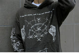 2023 Hip Hop Hoodie Sweatshirt Men Streetwear Skull Graffiti Print Hoodie Pullover Cotton Autumn Grey Harajuku Punk Clothes New
