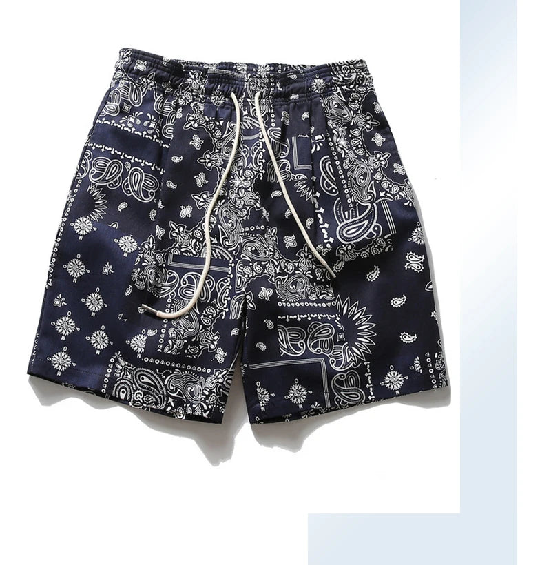 Rainbowtouches Fashion Brand Summer Men Loose Retro Printing Straight Leg Hip Hop Casual Comfortable Sport Tidal Current Shorts
