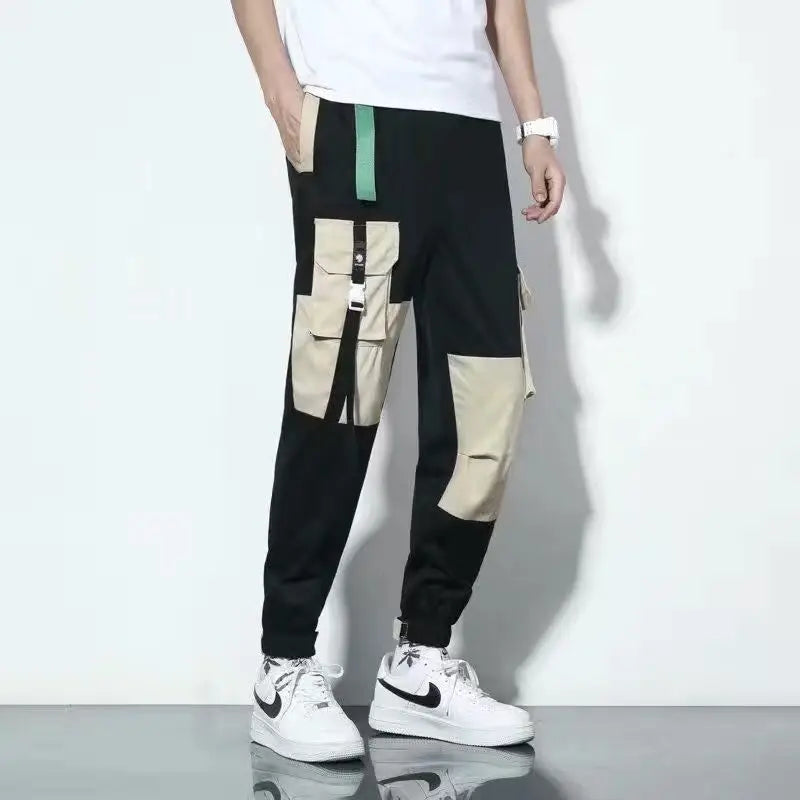 men pants spring and autumn cargo pants man fashion hip hop casual pants loose korean drawstring men joggers sweatpants unique joggers style 2453