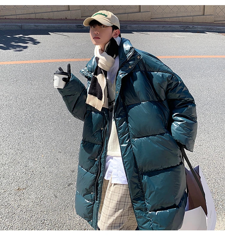 Winter Oversized Down Jacket Men Warm Fashion Casual Long Coat Men Streetwear Korean Loose Thick Jacket Mens Parker Overcoat