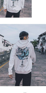 Japanese Chinese Style Hoodies Streetwear Sweatshirt Hooded Hip Hop Ev