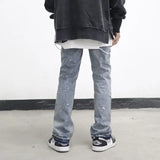 high street washed splash ink retro wide leg flared pants mens straight casual jeans for men harajuku loose denim trousers ripped baggy denim