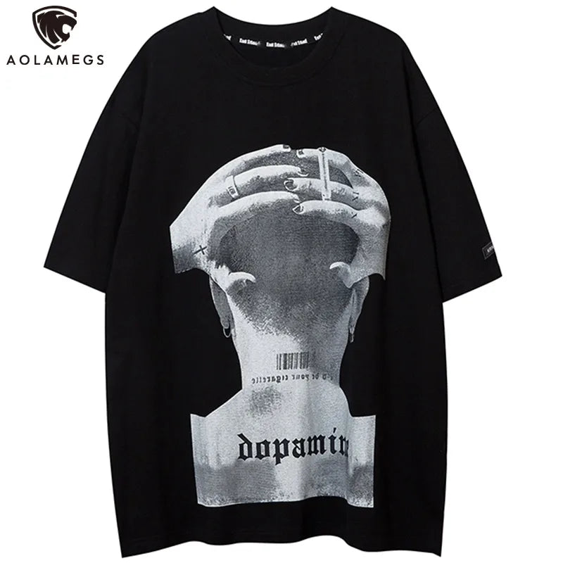 Skatercore Vintage t-shirt – Aolamegs Mens Tee Shirts High Street Cool Boy Printed Oversi