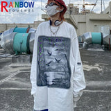 Anime Aesthetic Tee – Rainbowtouches Drop Shoulder Top High Street Abstract – Modern Streetwear for Everyone
