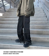 men jeans wide leg denim pants loose straight baggy mens jeans hip hop streetwear skateboard neutral denim trousers cargo jeans unique cargo style 2675