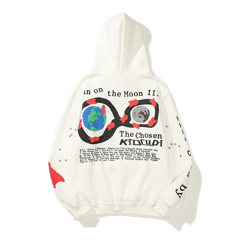 Kanye West Letter Foam Fleece Sweatshirt Mens And Womens Retro Oversize