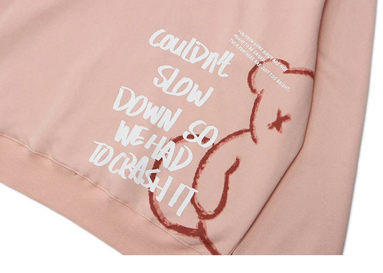 2023 Men Hip Hop Hoodie Sweatshirt Streetwear Bear Letter Print Pullov