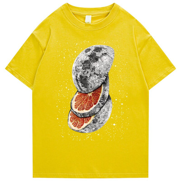 Starry Sky Broken Orange Pattern Printed T Shirt Summer T Shirt Mens, streetwear graphic t‑shirt, in gray, size S, harajuku aesthetic, soft cotton, relaxed fit, premium print, daily wear, Club Paradis, unisex streetwear,