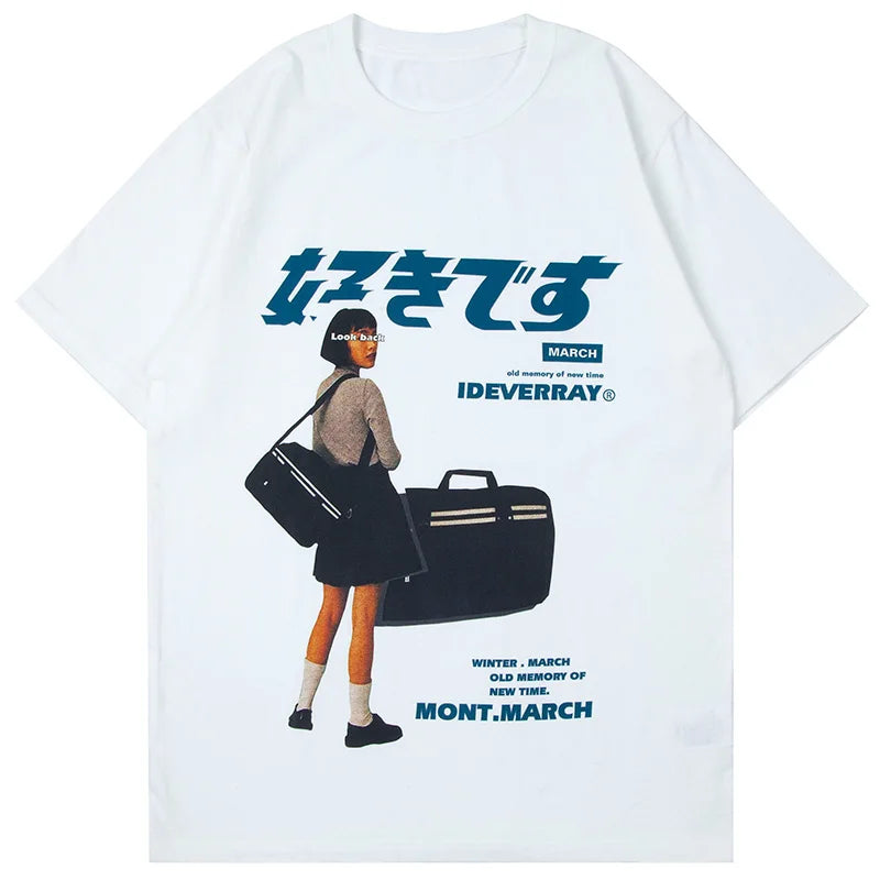 Trapwear Aesthetic print tee – Aolamegs Japanese Harajuku Girl Kanji Print T Shirt Men Coll